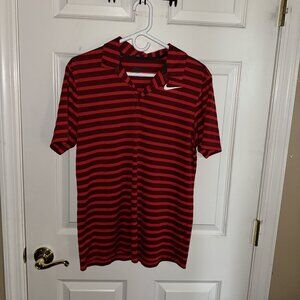 🔥 Nike Golf Polo Shirt - Red/Black Striped Dri-FIT Medium 🏌️‍♂️🎉